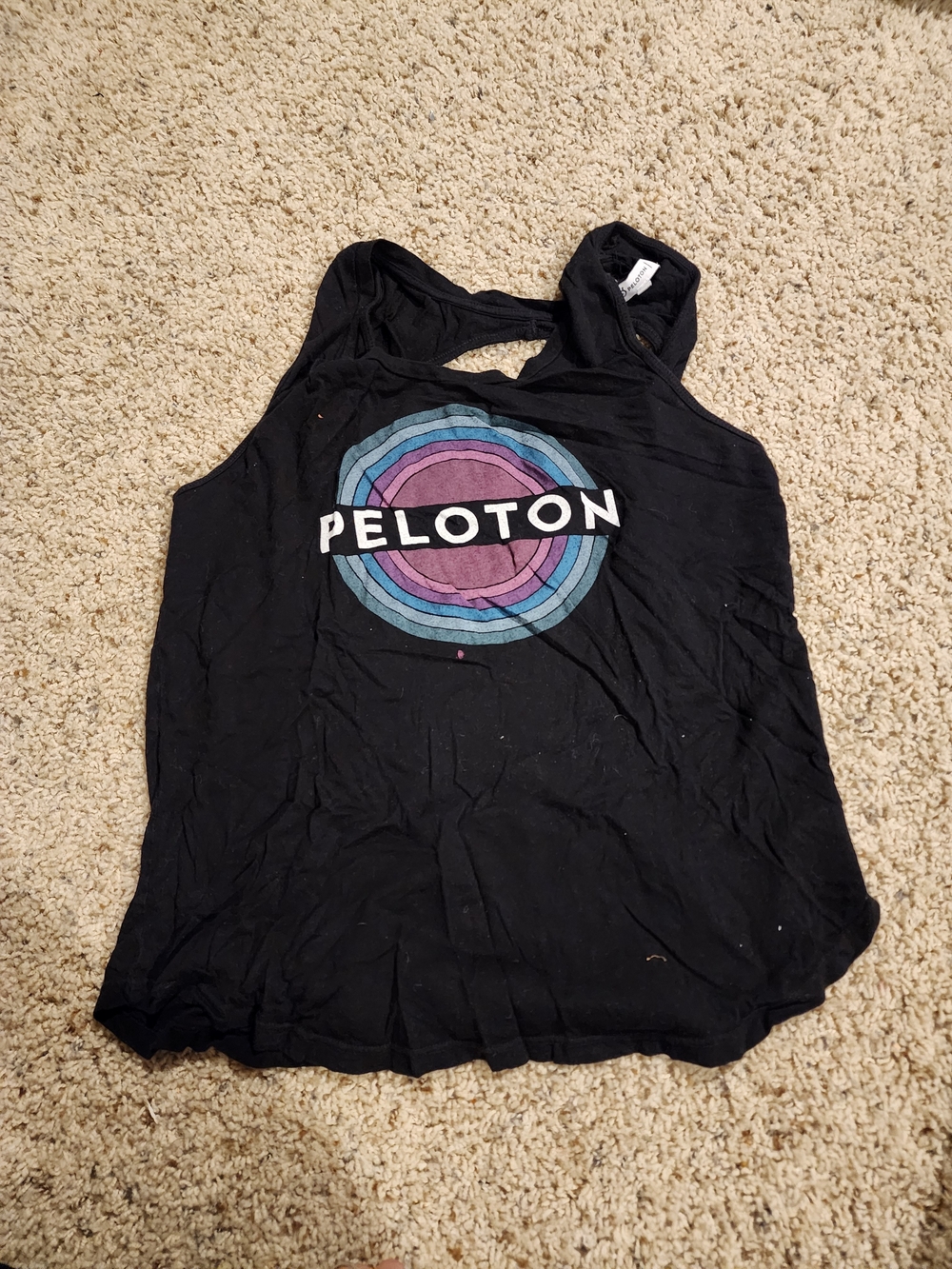 Peloton Black Tank Top with Purple and Blue Ring Logo